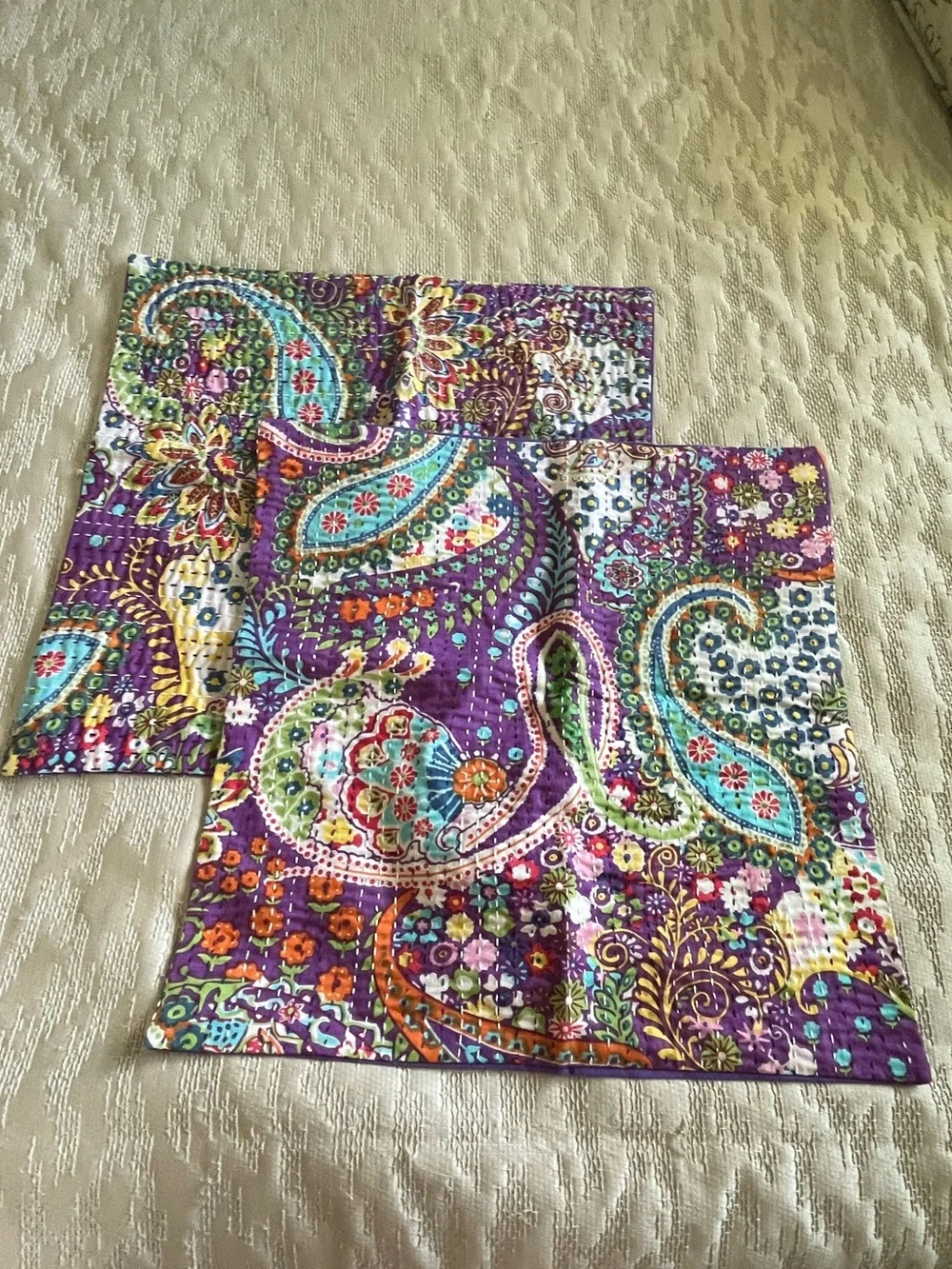 Vibrant Paisley Quilted Home Accent - Purple Multi